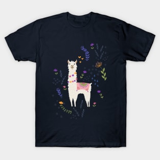 Llama on Blue T-Shirt